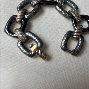 David Yurman Black and Silver Link Bracelet